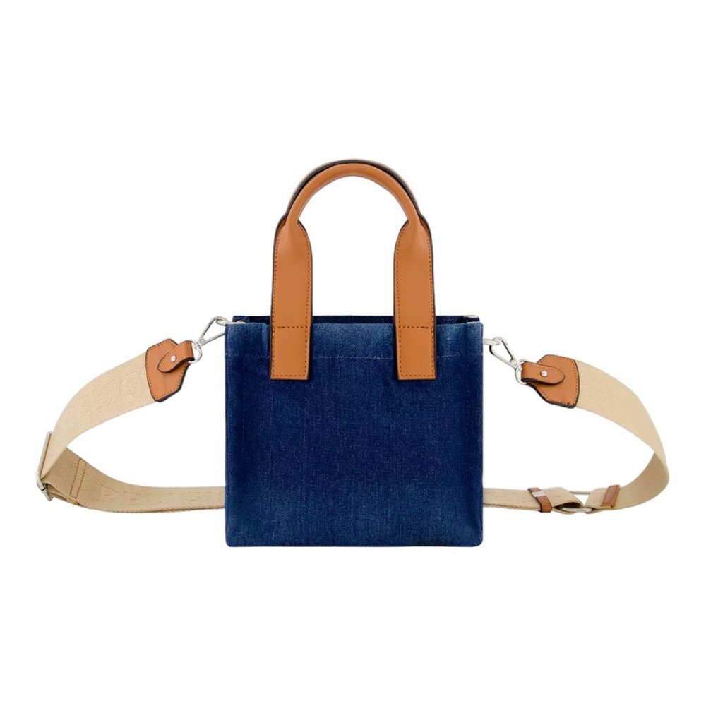 TRUE RELIGION TR Mini Denim Tote Bag Purse Crossbody Dark Denim TNFB0073E New - Picture 3 of 3